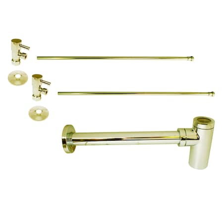 Westbrass Bottle Trap 1/4-Turn Lavatory Kit W/ Valves & Risers PB D1438QRL-01